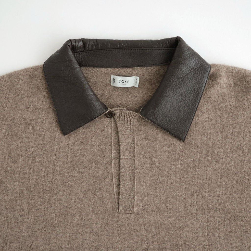 Leather-Trimmed Skipper Sweater #Beige [YK26FW01380S]