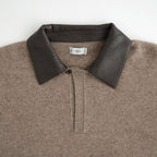 Leather-Trimmed Skipper Sweater #Beige [YK26FW01380S]