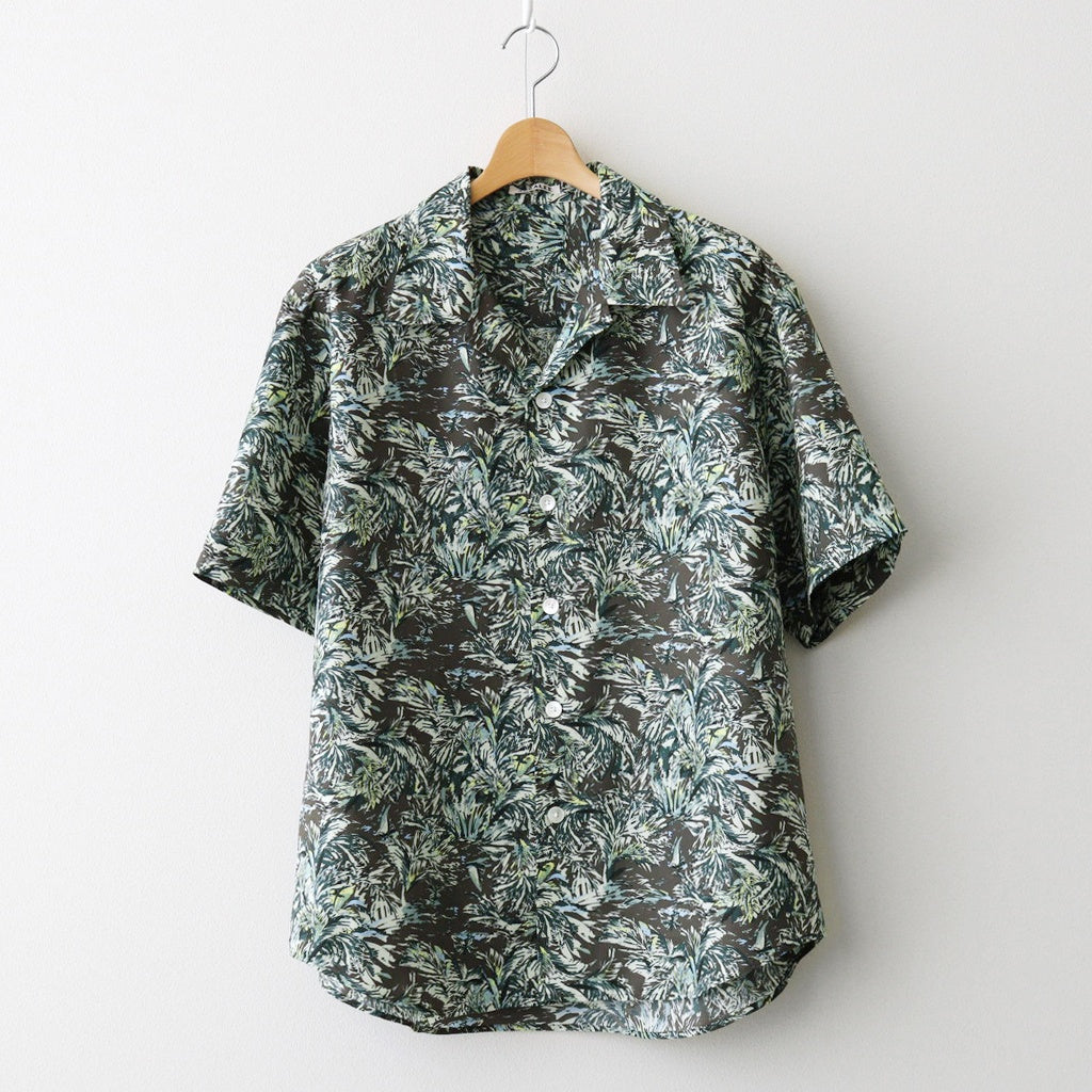 PRINTED AIRY SILK HALF-SLEEVED SHIRT #DARK BROWN [A26SS01AP]