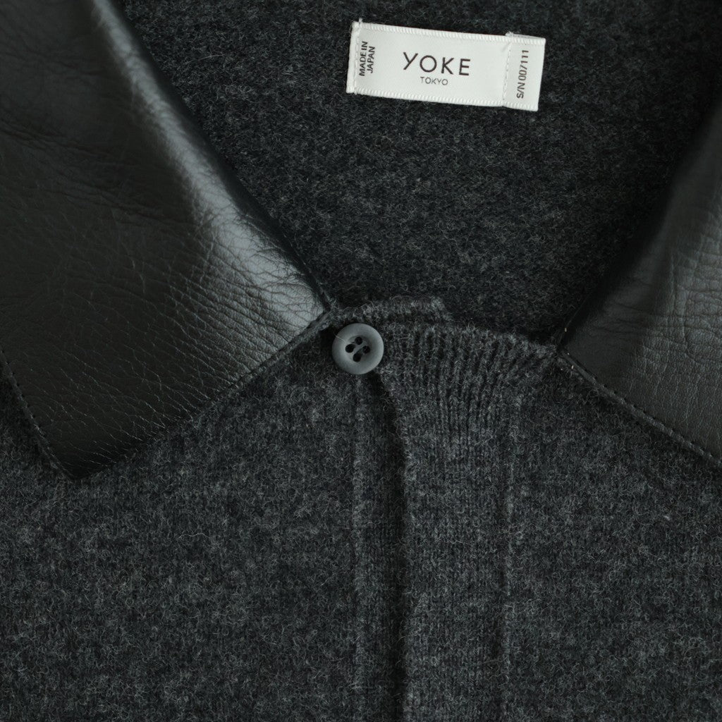 Leather-Trimmed Skipper Sweater #Charcoal [YK26FW01380S]