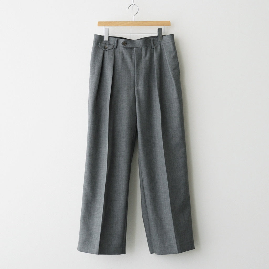 BLUEFACED WOOL TWO-TUCK SLACKS #GRAY STRIPE [A25AP05BS]