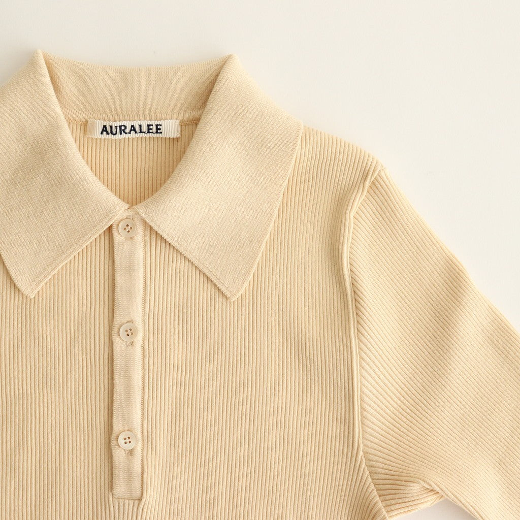 AURALEE COTTON HIGH GAUGE RIB KNIT POLO Auralee - Giza High Gauge