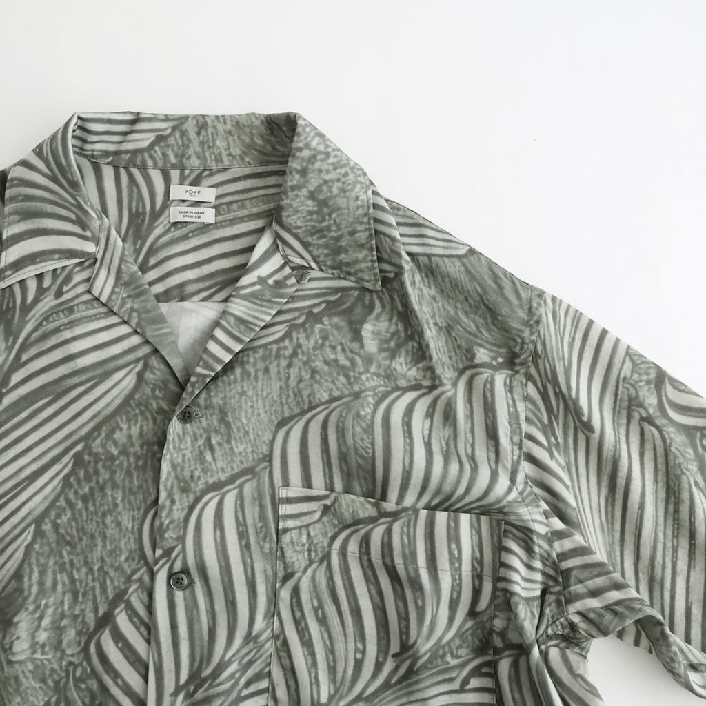 Leaf Pattern Printed Open Collar Shirt #IVORY [YK26SS01202SH]