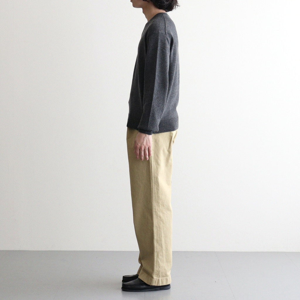 GARMENT-DYED FINX CHINO ONE-TUCK WIDE PANTS #LIGHT BEIGE [A26AP01CP]