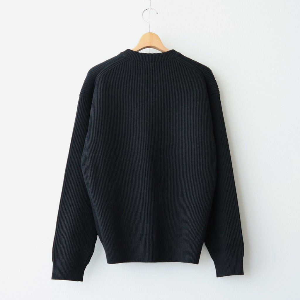 SUPER FINE WOOL RIB KNIT V-NECK P/O #TOP BLACK [A26AV03RK]