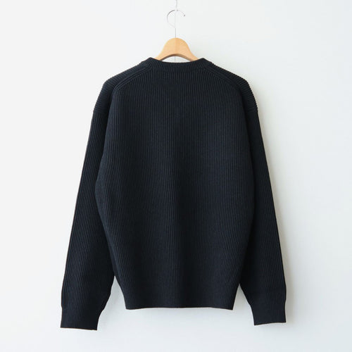 SUPER FINE WOOL RIB KNIT V-NECK P/O #TOP BLACK [A26AV03RK]