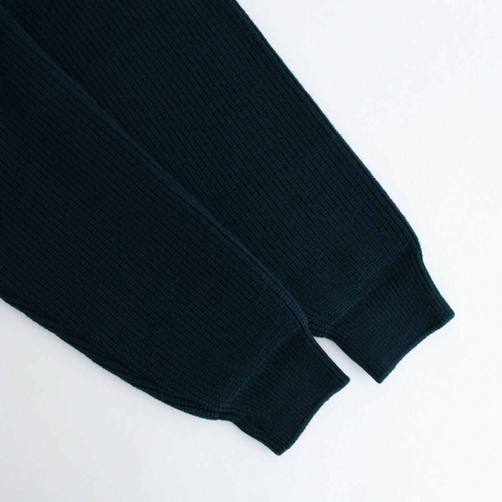 3/4 FRONT ZIP HIGHNECK RIB SWEATER #GREEN [YK24FW0829S]