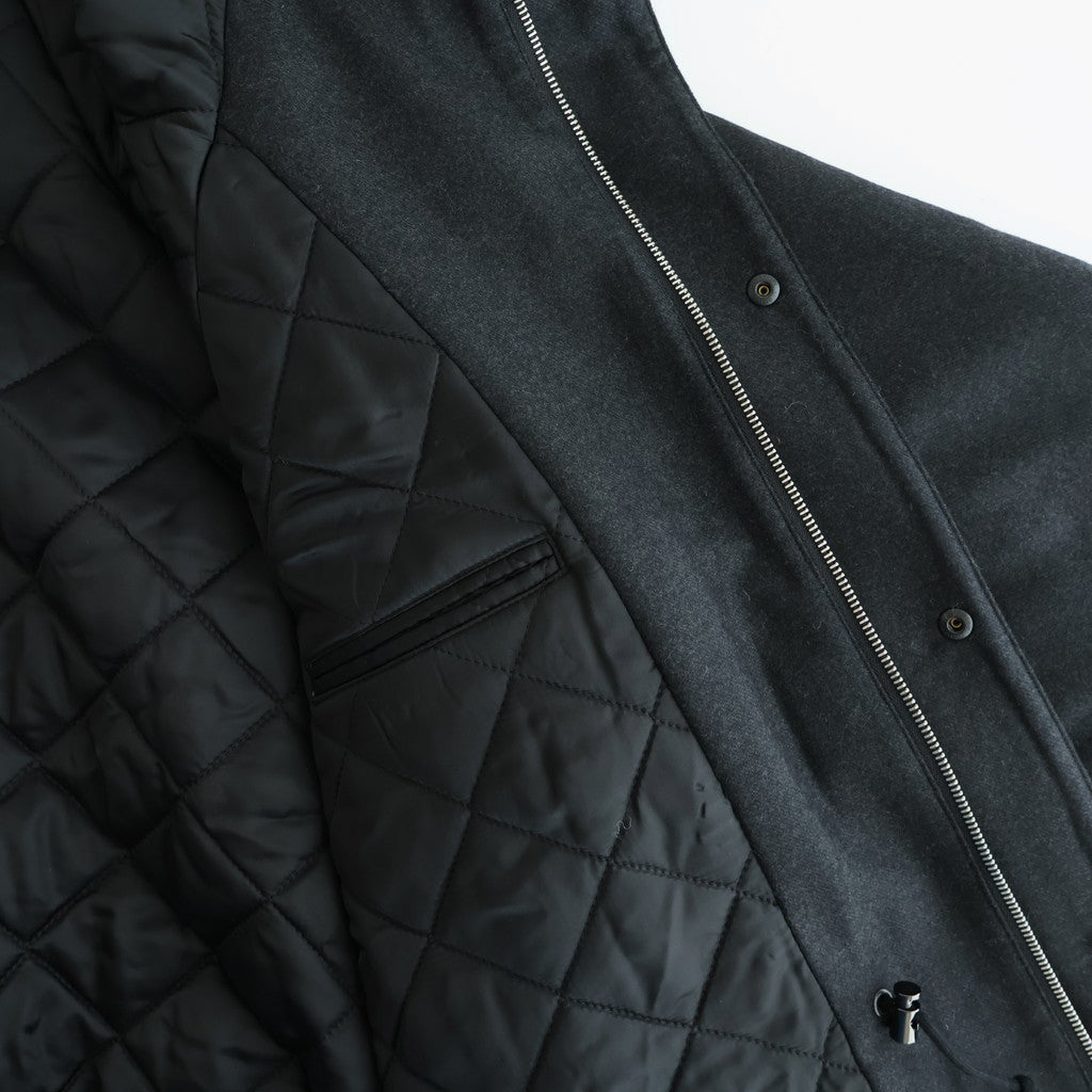 WOOL FULLING FLANNEL PADDED OVER BLOUSON #TOP CHARCOAL [A25AB02CF]