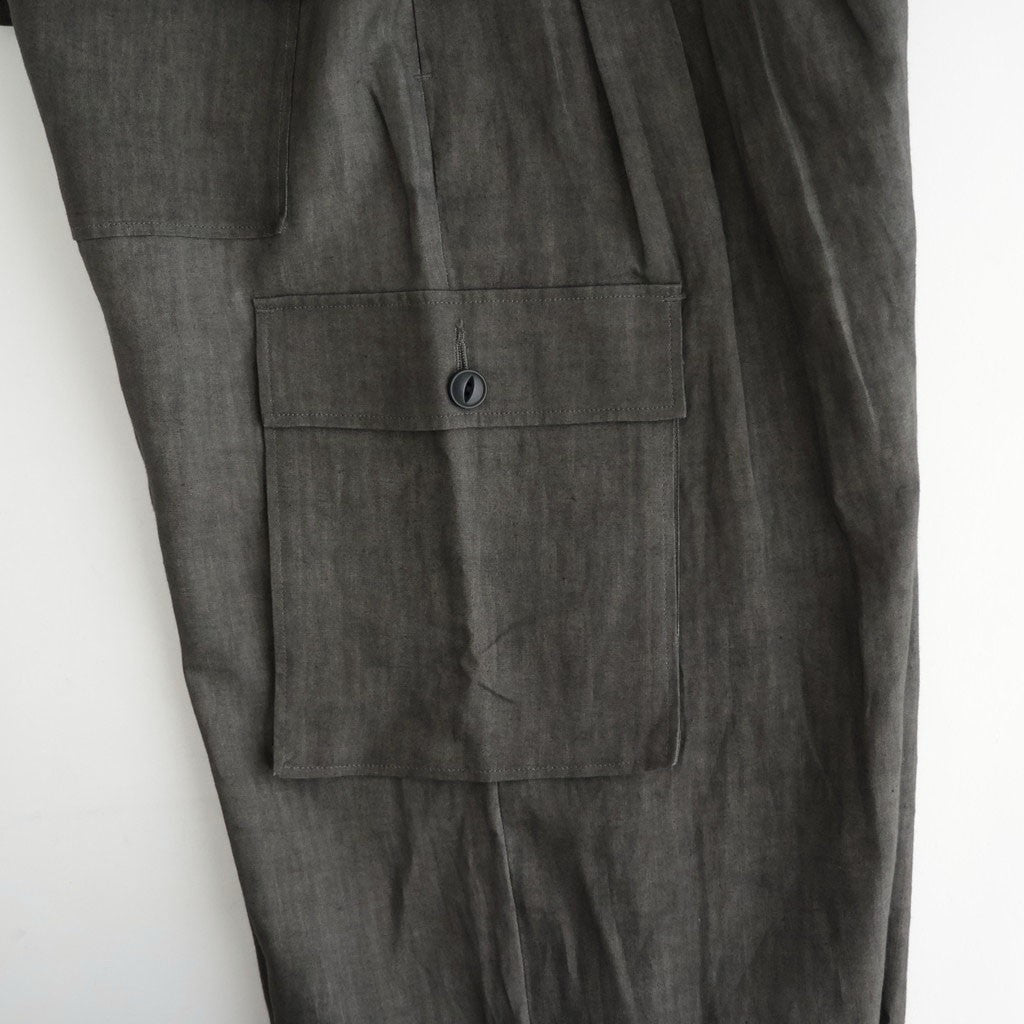SUMI LINEN WIDE EASY CARGO PANTS #CHARCOAL GRAY [N0050]