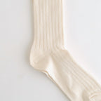LINEN COTTON RIBBED CREW SOCKS #ECRU [R1461-SS26]