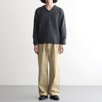 GARMENT-DYED FINX CHINO ONE-TUCK WIDE PANTS #LIGHT BEIGE [A26AP01CP]