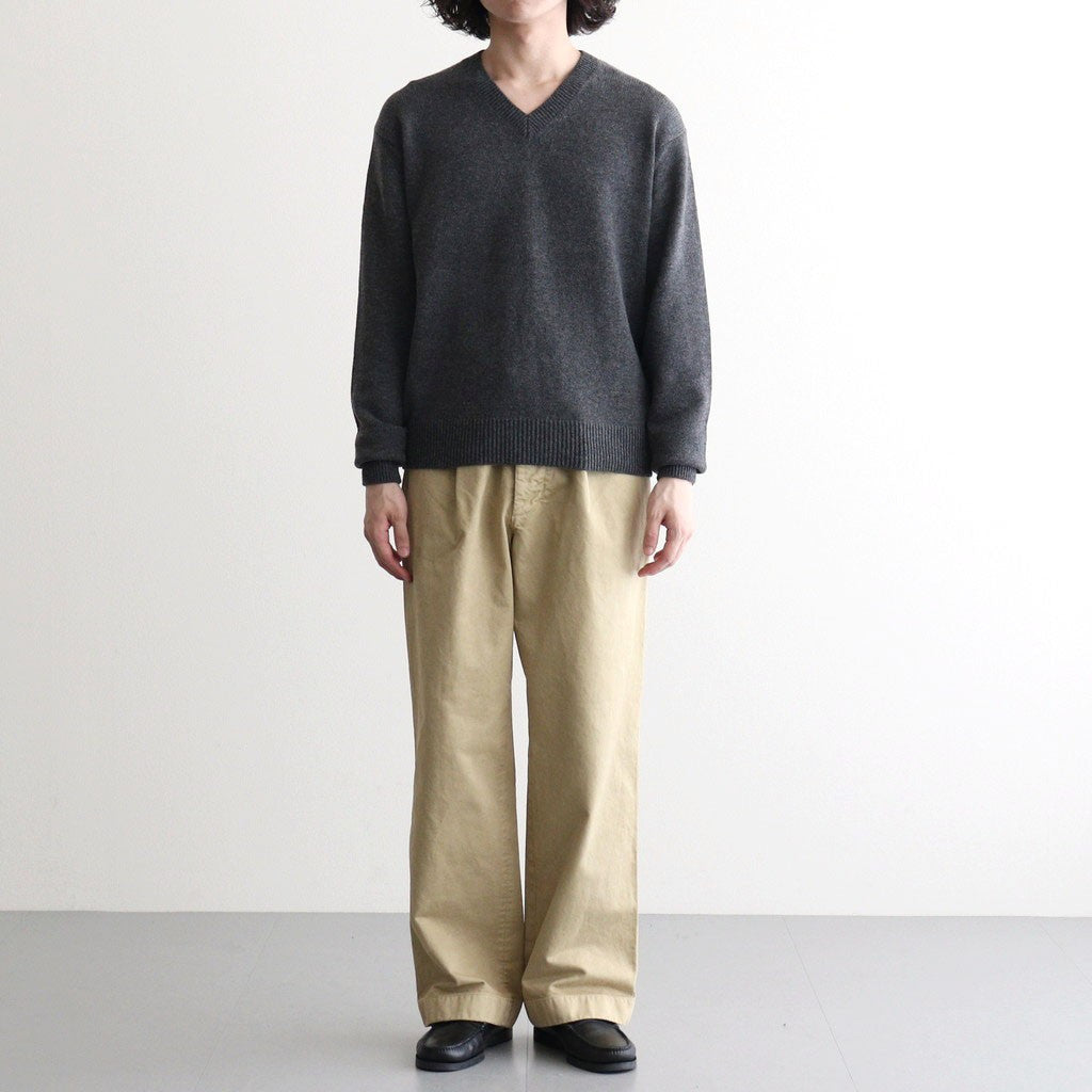 GARMENT-DYED FINX CHINO ONE-TUCK WIDE PANTS #LIGHT BEIGE [A26AP01CP]