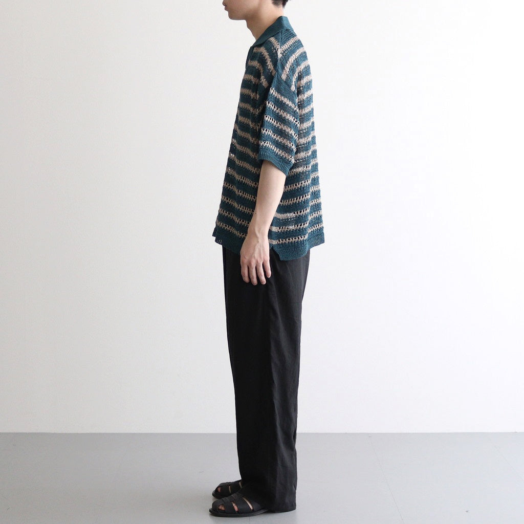BORDER MESH KNIT SKIPPER POLO SHIRT #PEACOCK GREEN [YK25SS001010S]