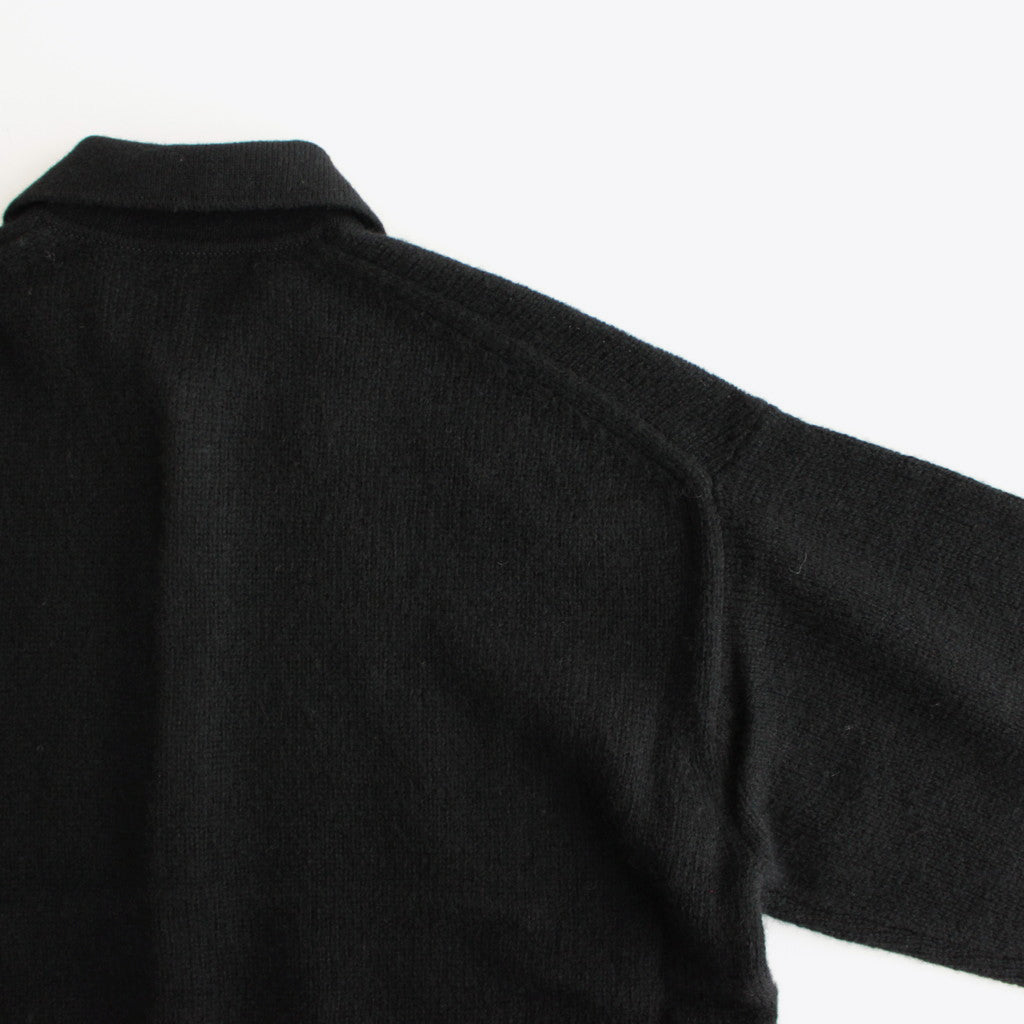SHETLAND WOOL CASHMERE KNIT CARDIGAN #BLACK [A24AS01SC]