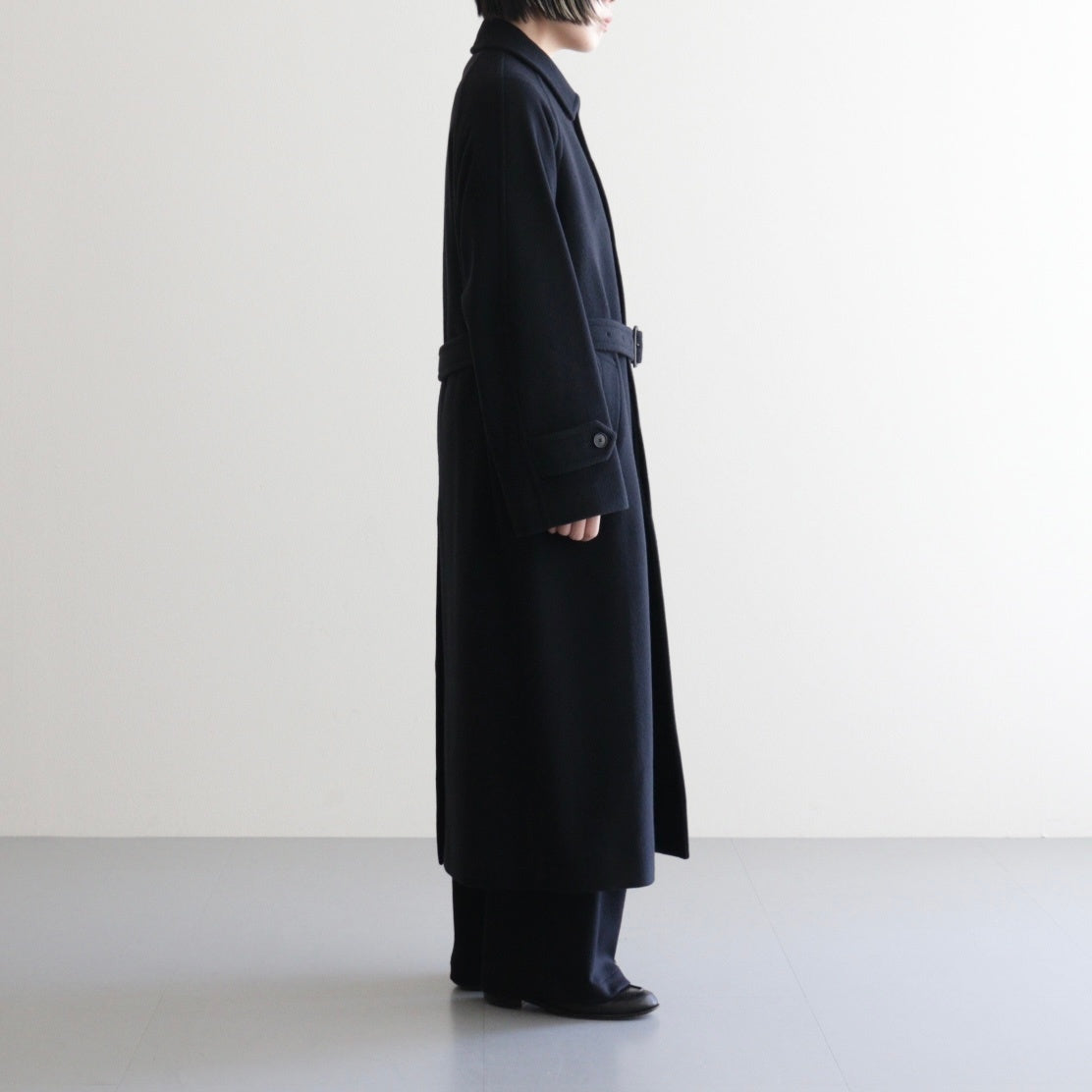 SUPER FINE WOOL MOSSER SOUTIEN COLLAR COAT #BLACK [A25AC04WM