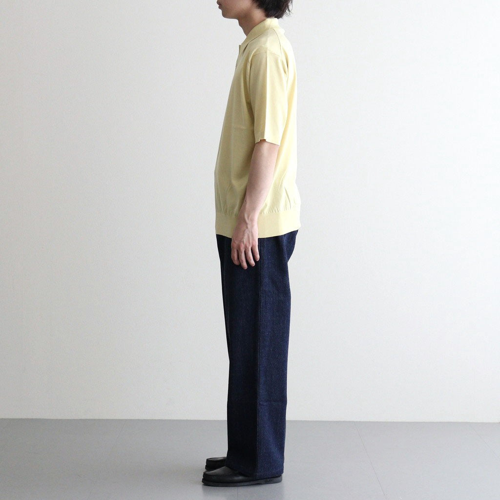 GIZA HIGH GAUGE KNIT POLO #YELLOW BEIGE [A26SP03KA]