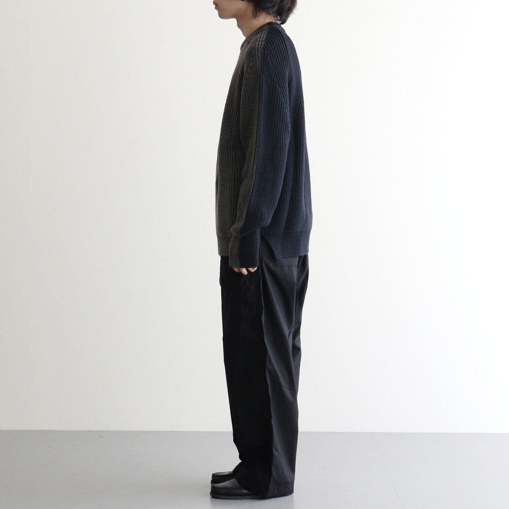 BATONER ウール梳毛片畔 ブリーチ加工 セーター #NAVY [HR-N001-051]