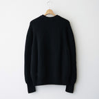 BATONER ウール梳毛片畔 ブリーチ加工 セーター #BLACK [HR-N001-051]