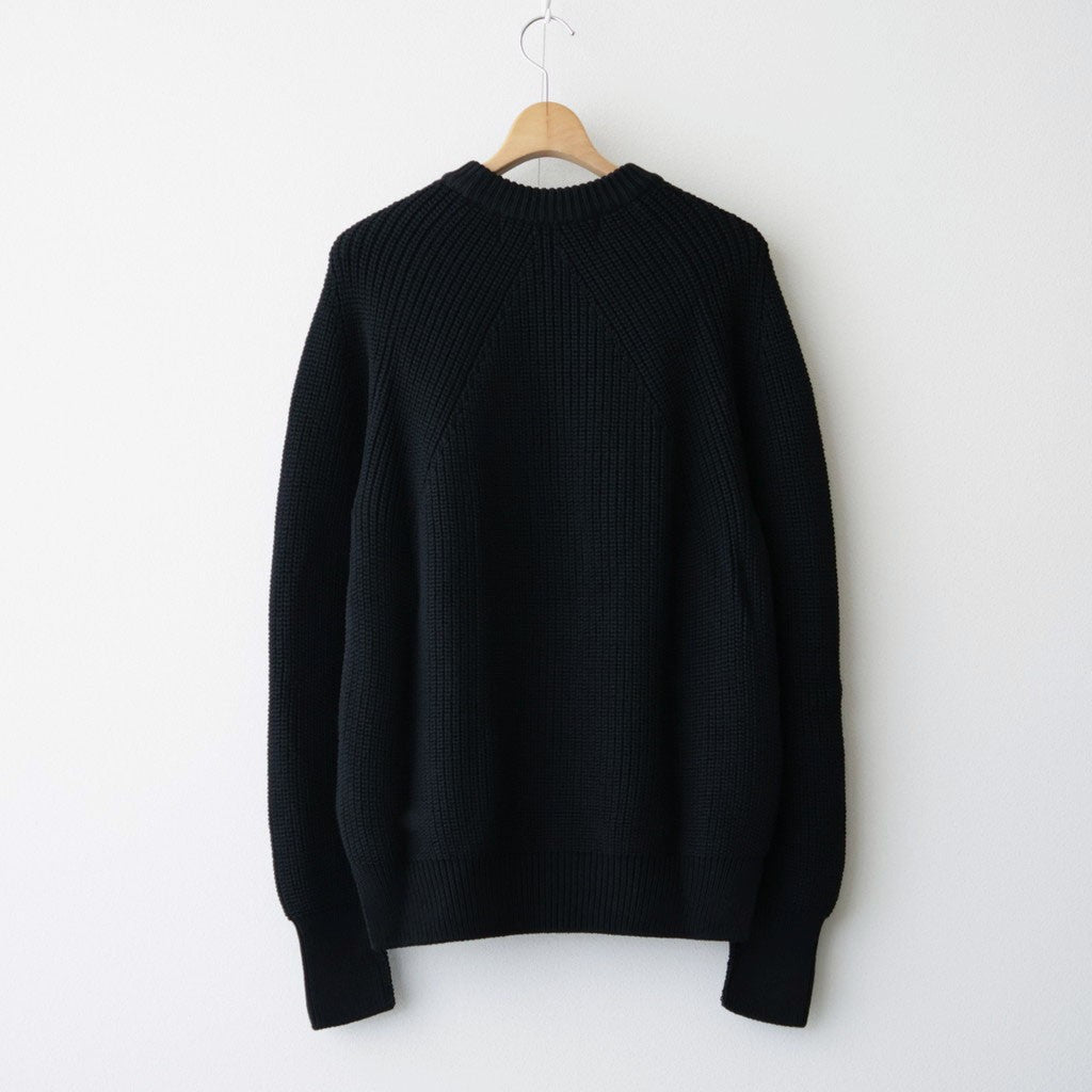 BATONER ウール梳毛片畔 ブリーチ加工 セーター #BLACK [HR-N001-051]