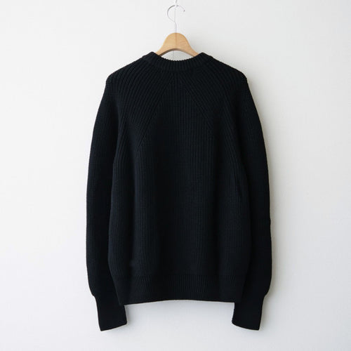BATONER ウール梳毛片畔 ブリーチ加工 セーター #BLACK [HR-N001-051]