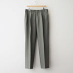 BLUEFACED WOOL TWO-TUCK SLACKS #OLIVE GRAY STRIPE [A26AP02BS]