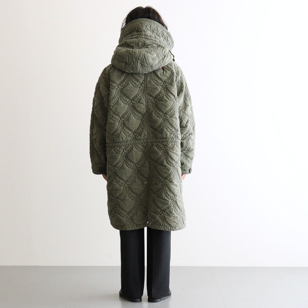 QUILTING FISHTAIL COAT #KHAKI [26330104]