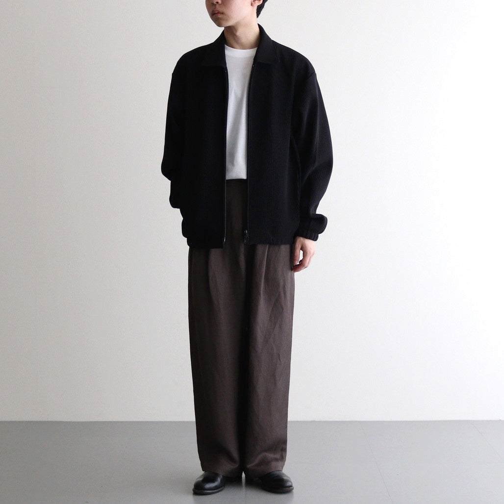GRADATION PLEATS TWIST SLEEVE ZIP JACKET #BLACK [ST.1126]