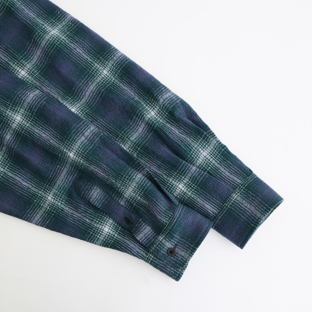 AIRY WOOL CHECK SHIRT #FOREST GREEN × NAVY [A25AS01WN]