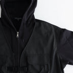 綿裏毛×エステル綿タフタ ジップパーカー #BLACK [HN-T011-051]