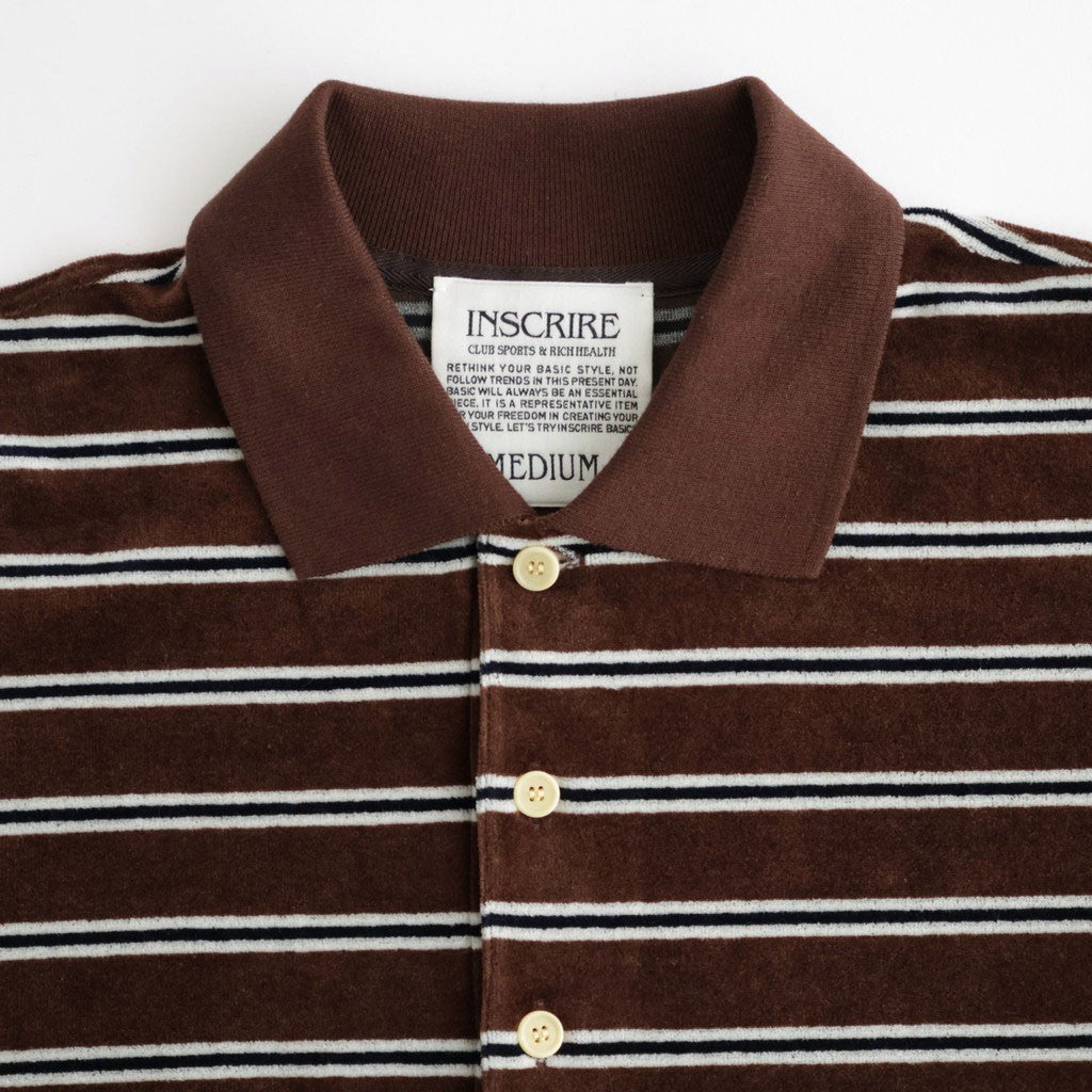 Velvet Border Polo Shirt #BROWN×NAVY [I26AW-BC11]