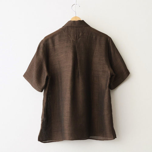 Rayon & Linen Sheer Shirt - Vintage Fabric #Dark Brown [OFH010SH32]