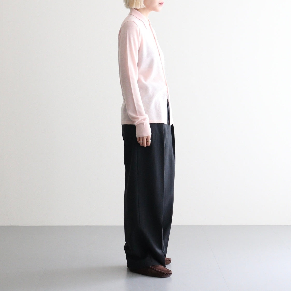 HIGH GAUGE SOFT CASHMERE KNIT SHIRT CARDIGAN #LIGHT PINK [A26AC03SM]
