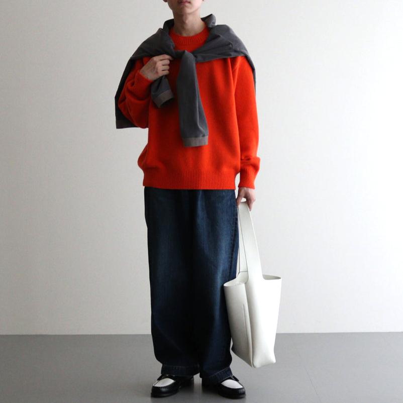 EXTRA FINE WOOL WARM KNIT CREW NECK LS #ORANGE [ST.988]