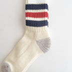 COARSE RIBBED OLDSCHOOL CREW SOCKS #NAVY/D.RED [R1255-AW25]