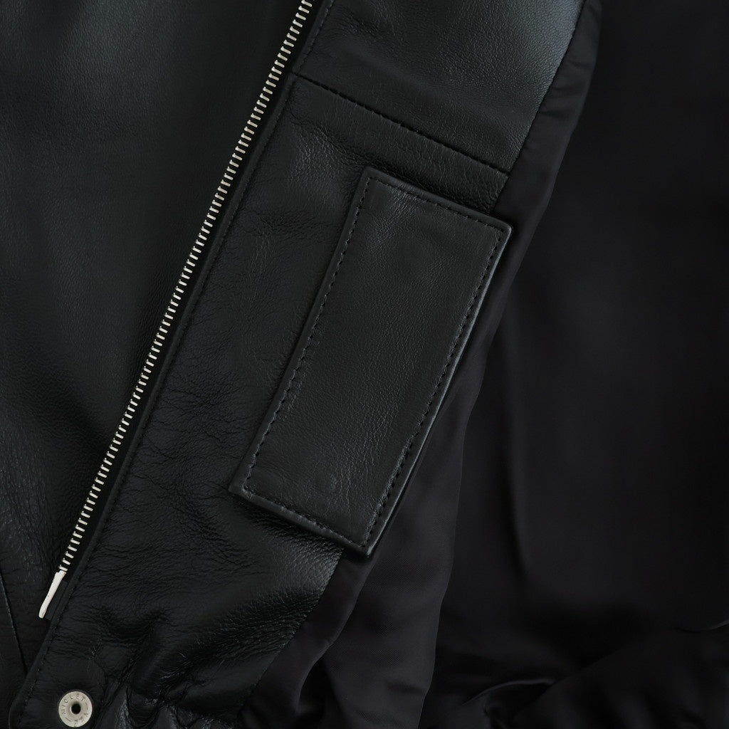 MOUTON COLLAR SHEEP LEATHER ZIP JACKET #BLACK [ST.1216]
