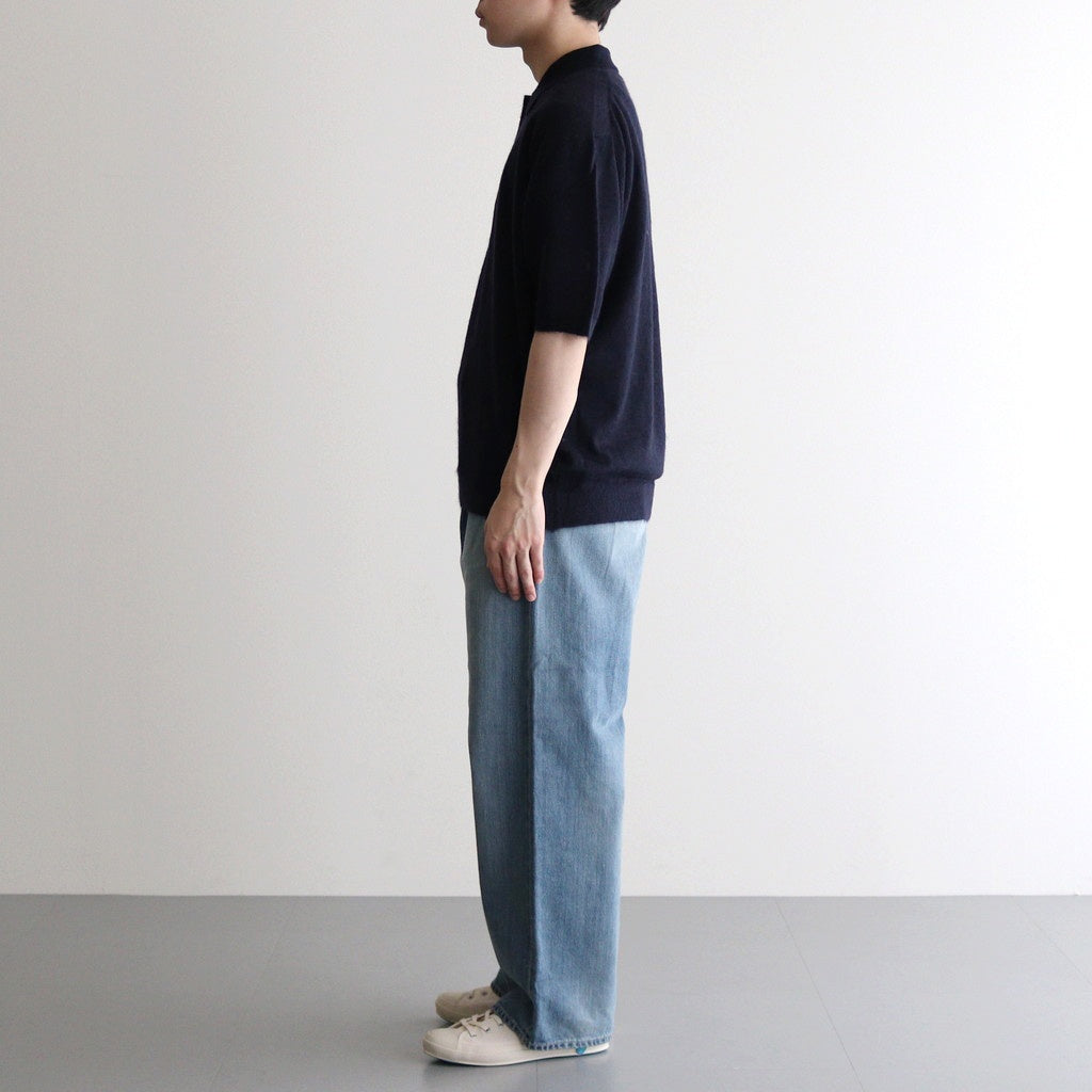 KID MOHAIR SHEER KNIT POLO #NAVY [A25SP03FG]