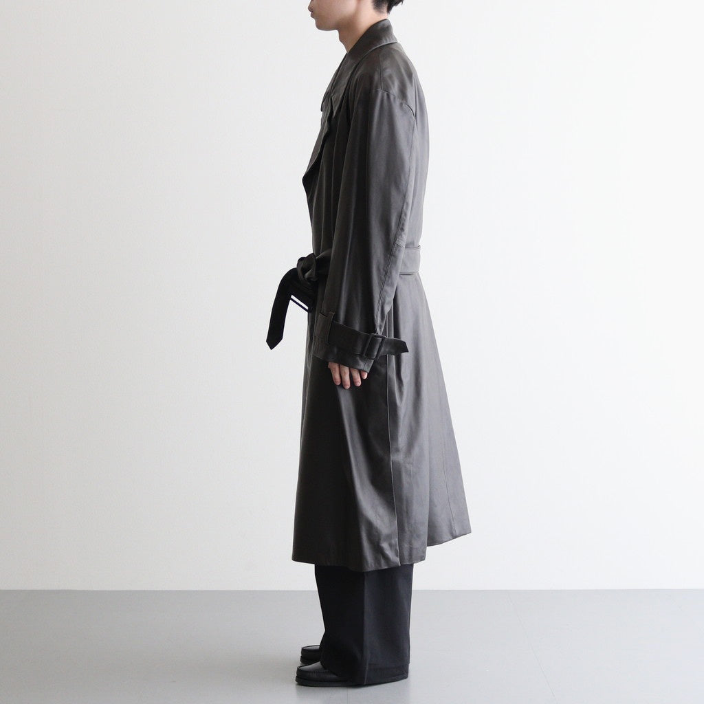 LEATHER DOUBLE BREASTED COAT #DARK BROWN [YK24FW0747C]