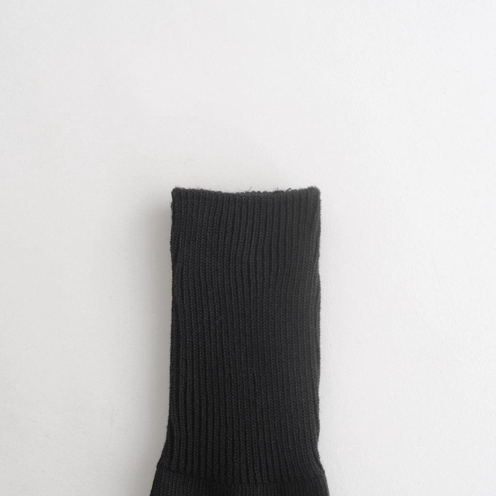ORGANIC DAILY 3 PACK RIBBED CREW SOCKS #BLACK [R1427-AW25]
