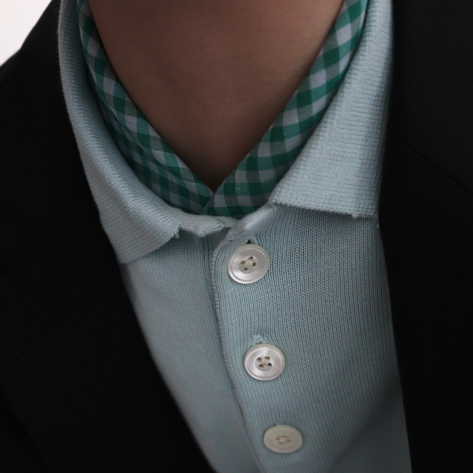 AIRY LIGHT COTTON CHECK SCARF #GREEN GINGHAM CHECK [A25SS03GC-W]