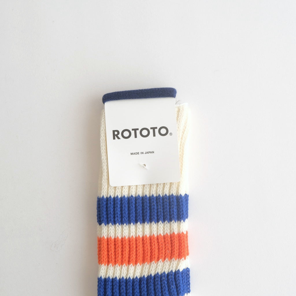 COARSE RIBBED OLDSCHOOL CREW SOCKS #BLUE/ORANGE [R1255-AW25]