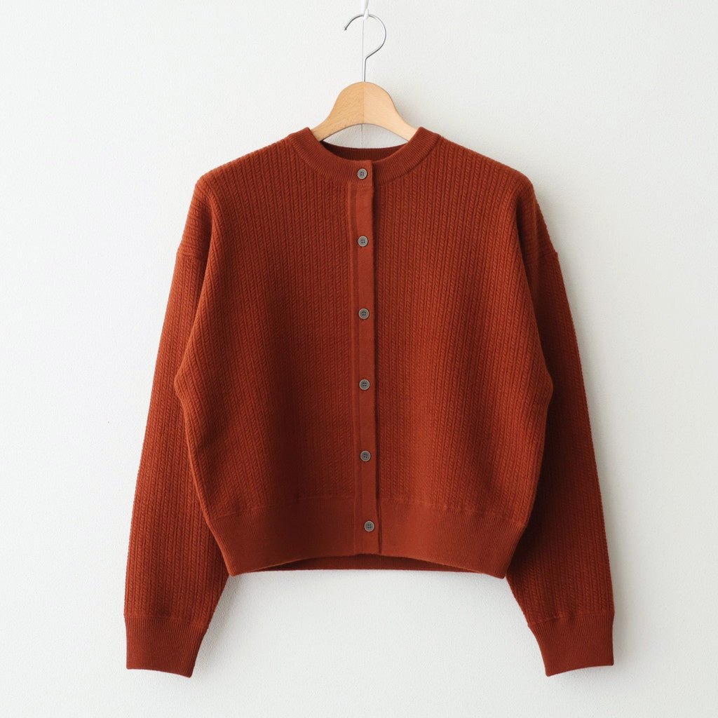 Women's Cable C/N Cardigan #BRICK [2503-021]