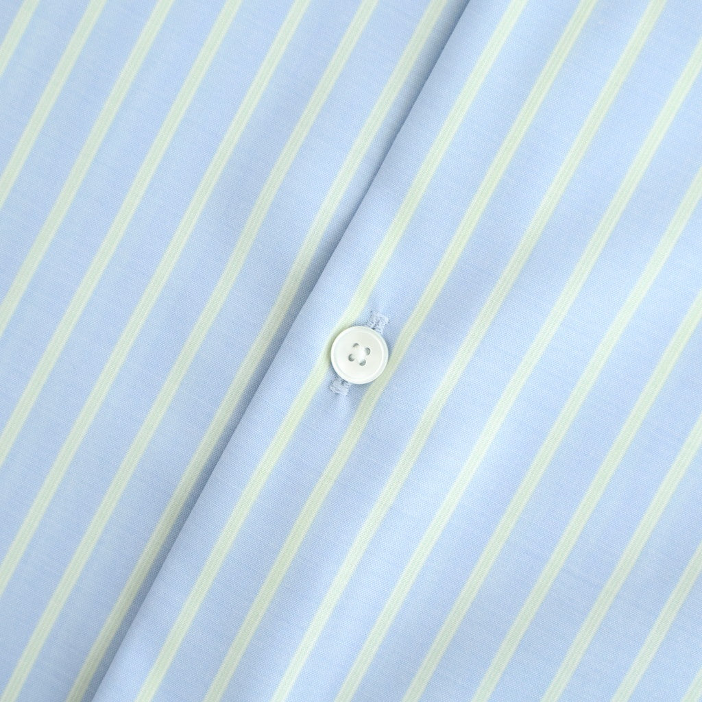 SUPER FINE WOOL STRIPE SHIRT #SAX BLUE LIME STRIPE [A26SS02WW]