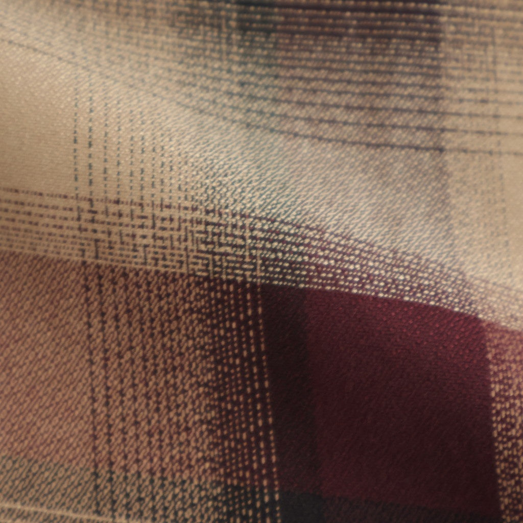 PLAID OPEN COLLOR SHIRTS #WINE RED [25330501]