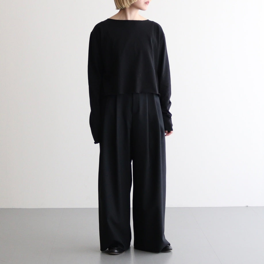 WOOL TROPICAL WIDE EASY PANTS #BLACK [PRAGGM0110] - ciacura 三重県