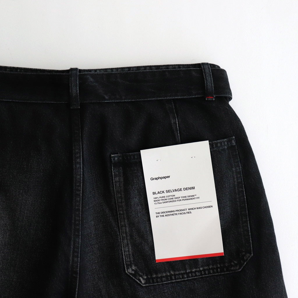 Selvage Denim Belted Pants #BLACK DARK FADE [GU251-40192DB]