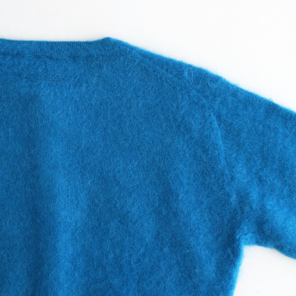 GARMENT-DYED BABY ALPACA FUR KNIT CREW-NECK CARDIGAN #ROYAL BLUE [A26AC03BA]