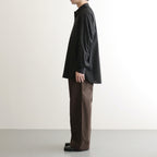 COTTON SILK OVERSIZED REGULAR COLLAR SHIRT #BLACK [ST.1492]