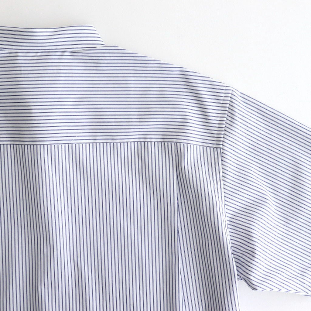 綿ストライプ S/S シャツ #WHITE×SAX [HO-B023-051]