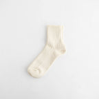 LINEN COTTON RIBBED ANKLE SOCKS #ECRU [R1462-SS26]