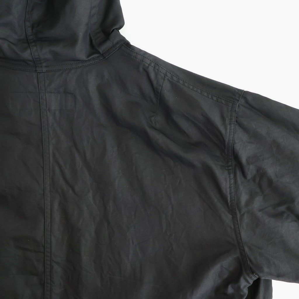 綿麻ツイル 製品洗い モッズコート #BLACK [HQ-C002-051]